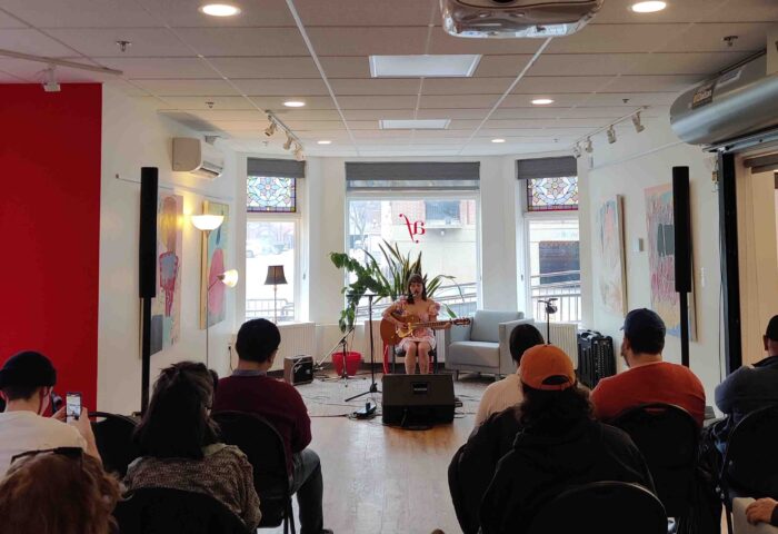 A musician performs at the Allaince Francaise Ottawa